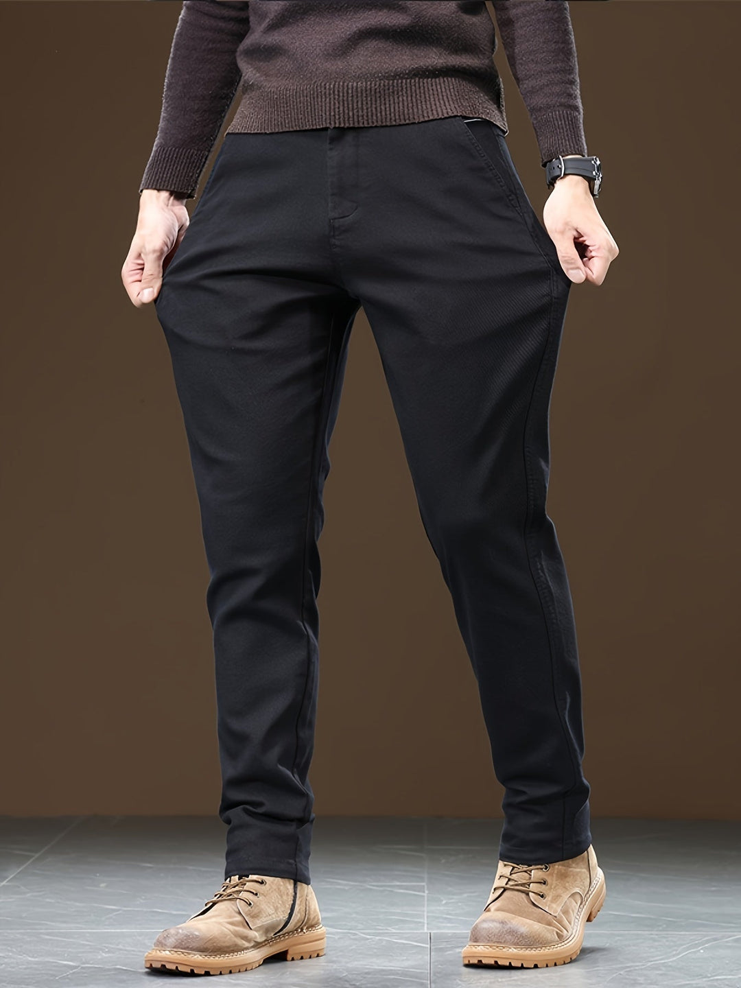 Levoire | Coton Pantalons Chino Pour Hommes, Coupe Régulière, Tissu Élastique