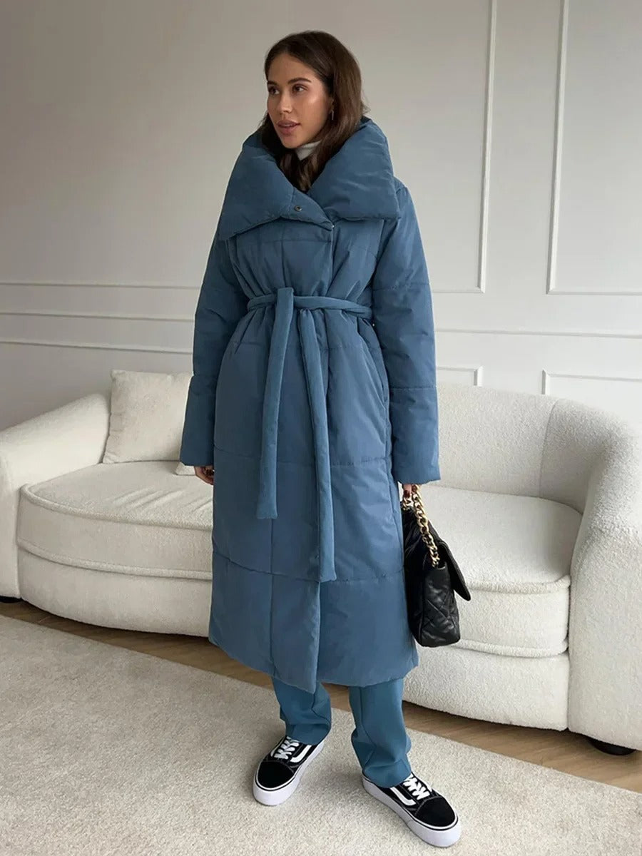 Levoire | Veste Matelassée Élégante Avec Ceinture Bleu
