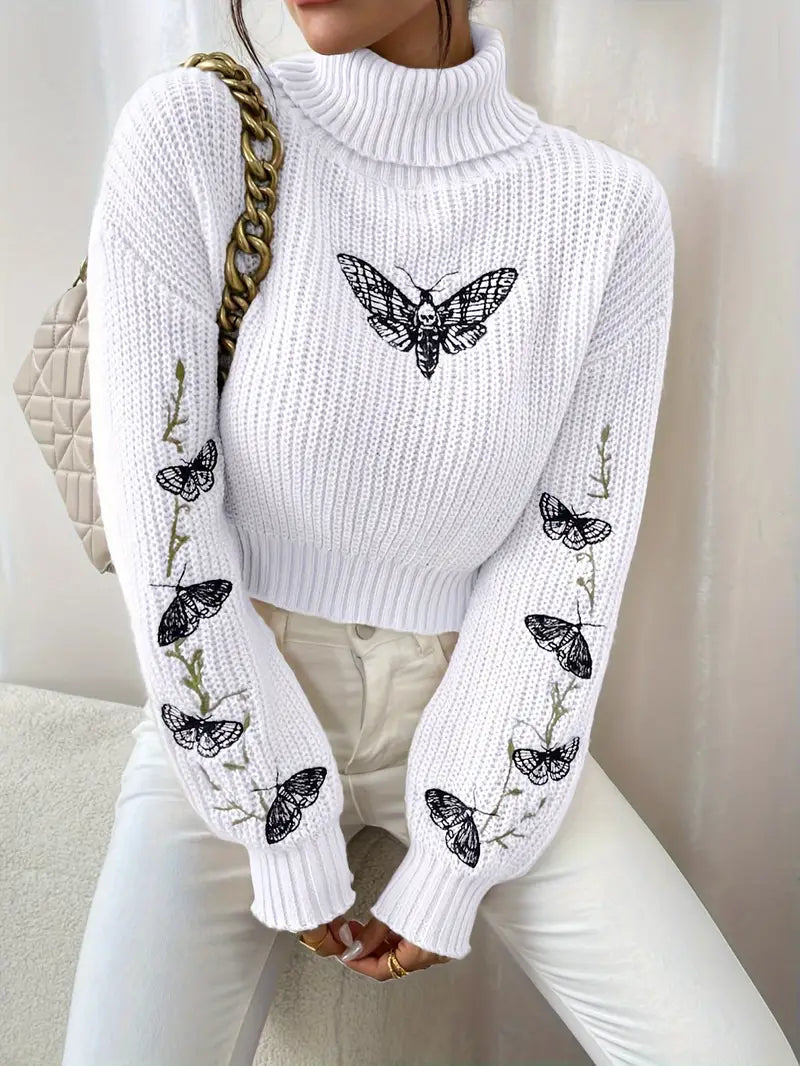Levoire | Pull Papillon à Col Montant Élégant Valkoinen
