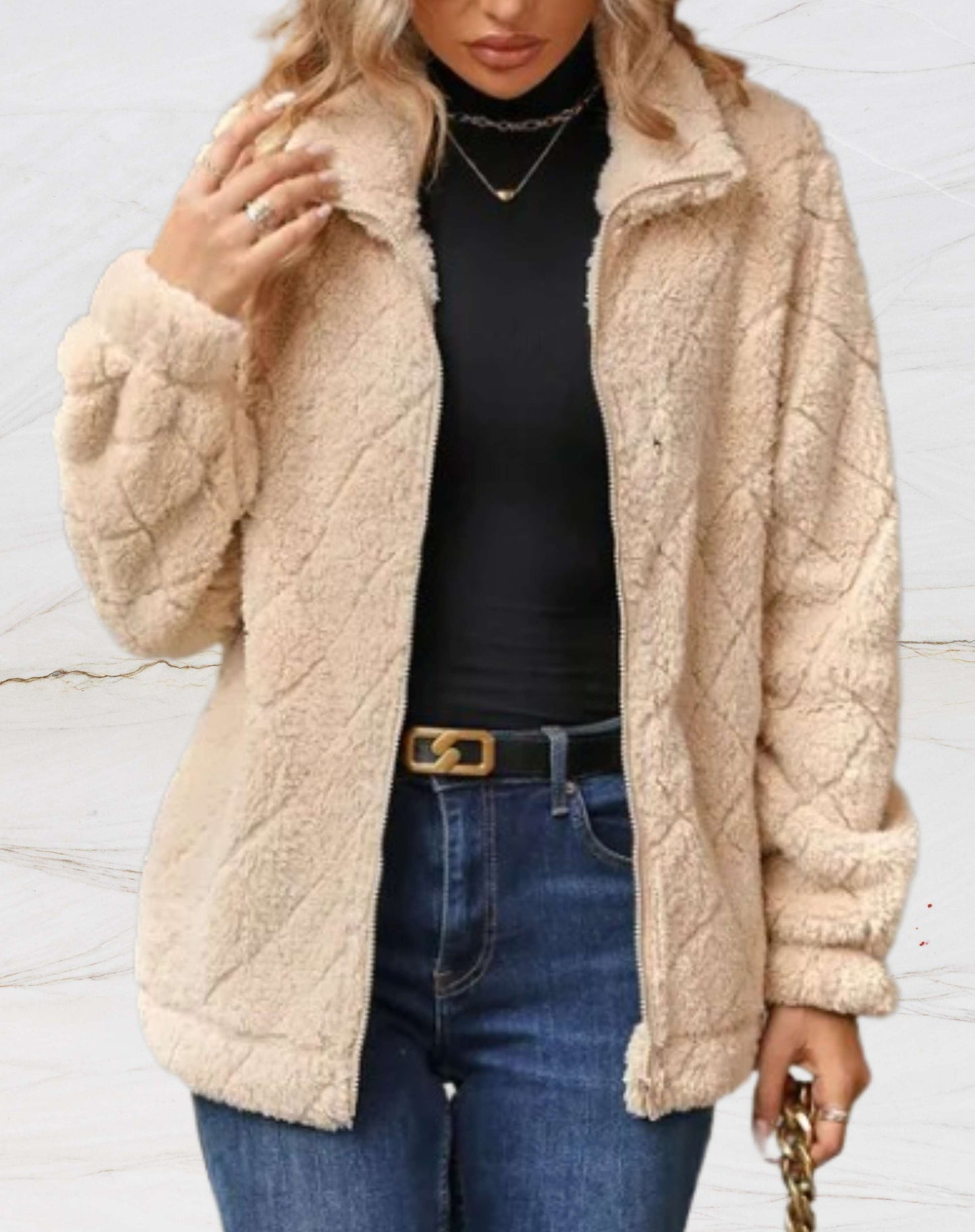 Levoire | Pull Col Montant À Mailles Fines Beige