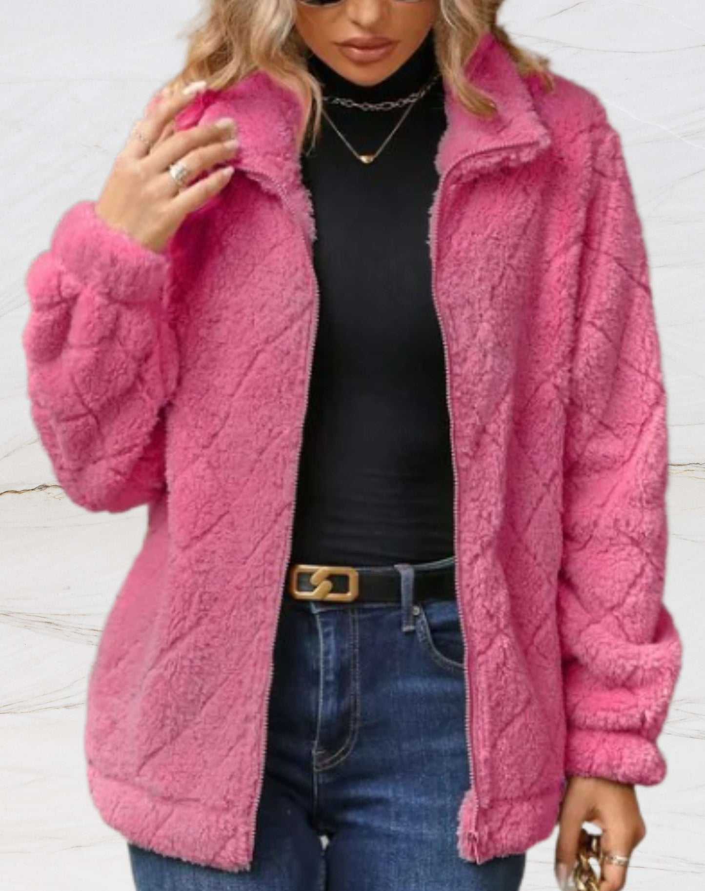 Levoire | Pull Col Montant À Mailles Fines Rose