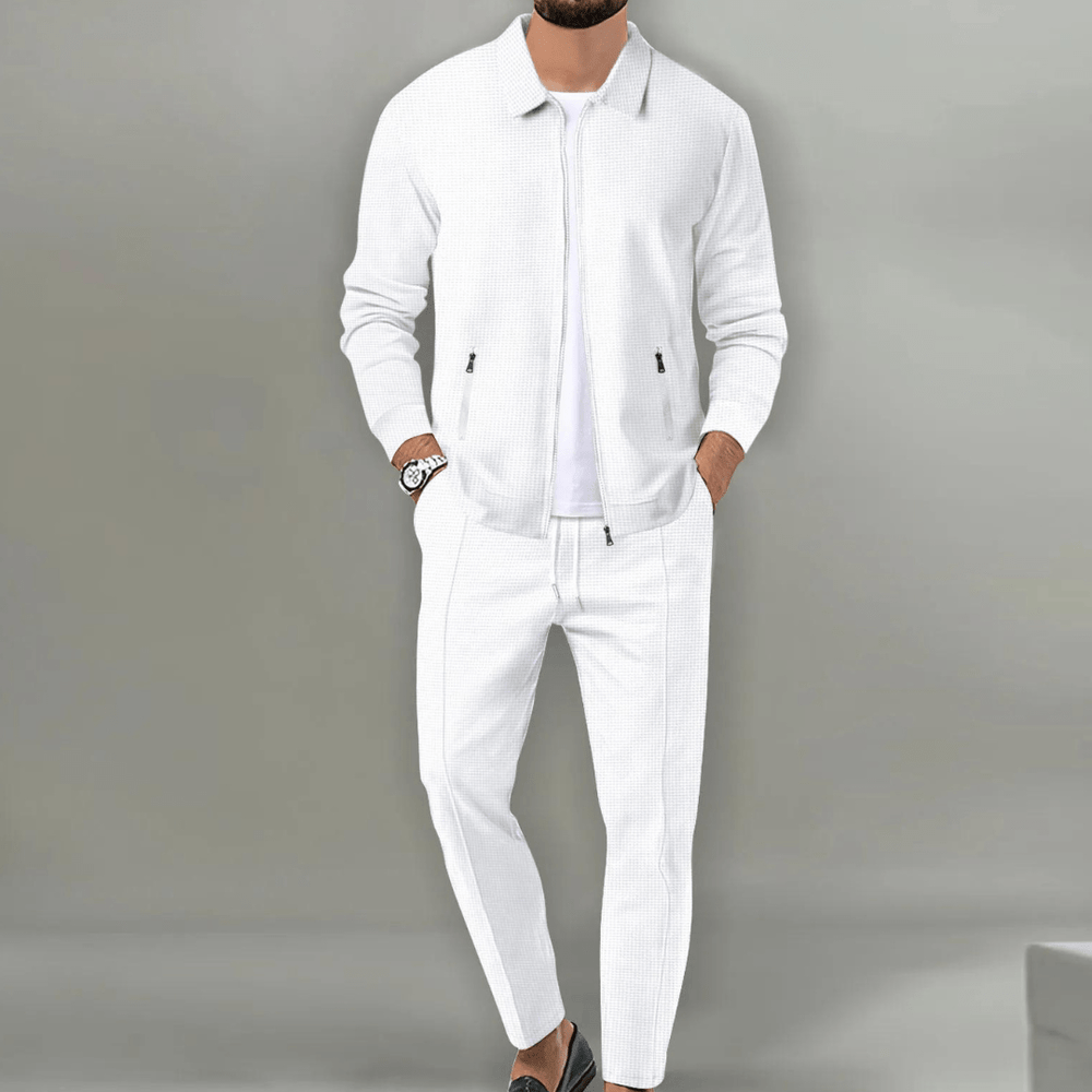Levoire | Décontracté Ensemble pour hommes Pratique Fermeture éclair Chic et Confortable Blanc
