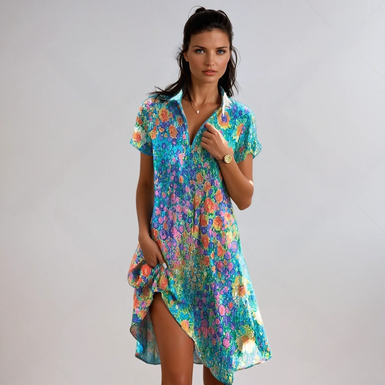 Levoire | Robe Midi Fluide (Presque Épuisée) Multicolore