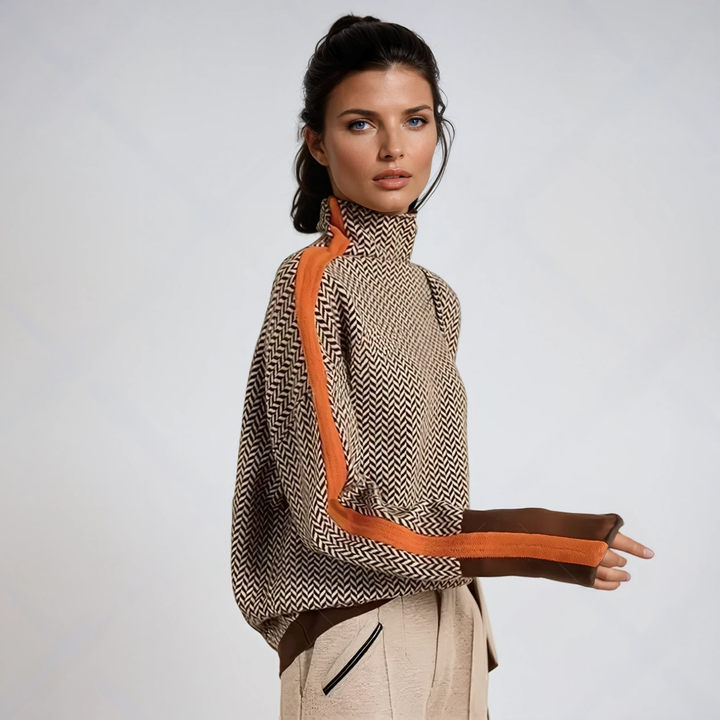 Levoire | Pull À Col Roulé Avec Des Détails Contrastés Orange