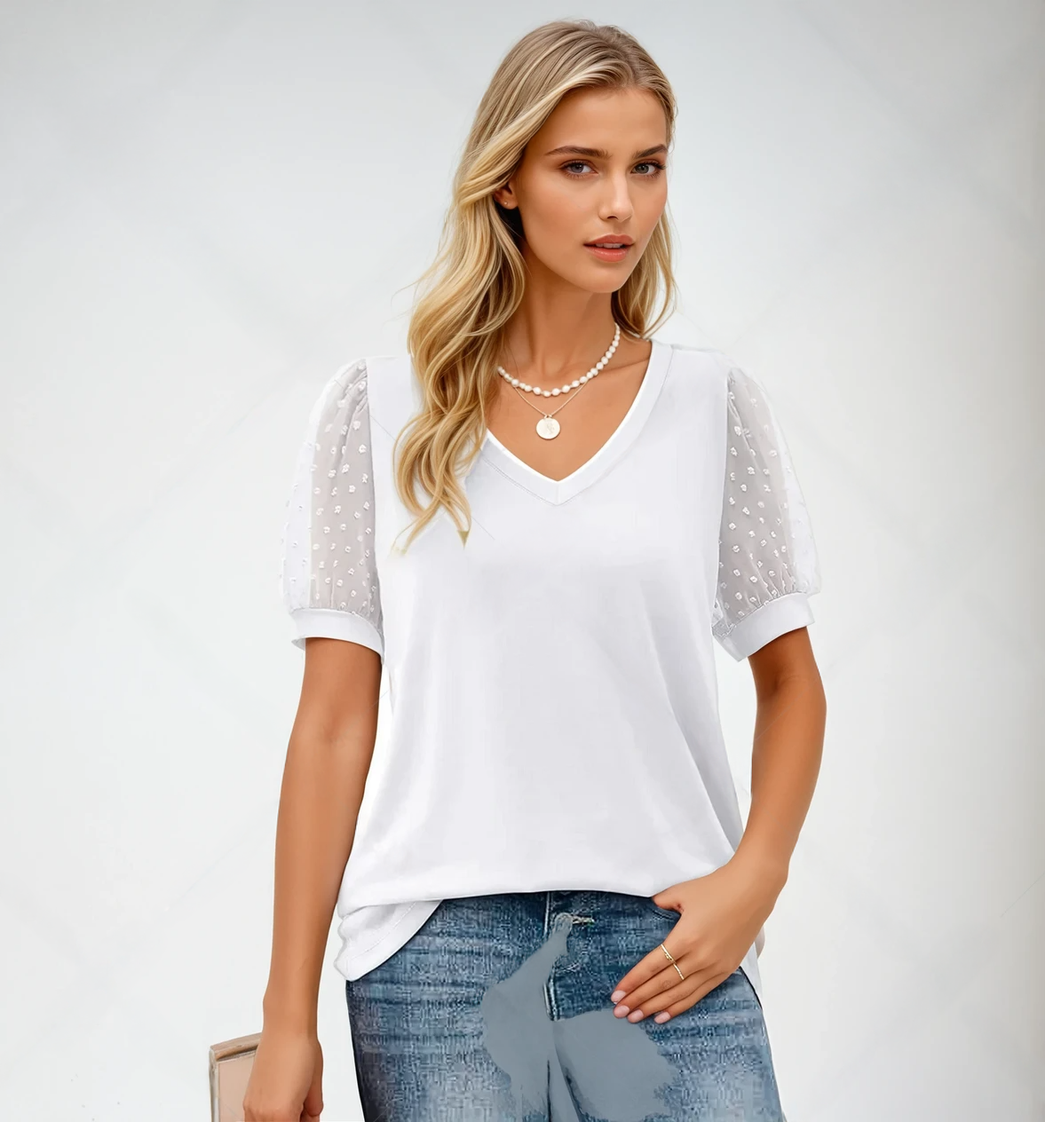 Levoire | Haut Élégant Avec Décolleté En V Blanc