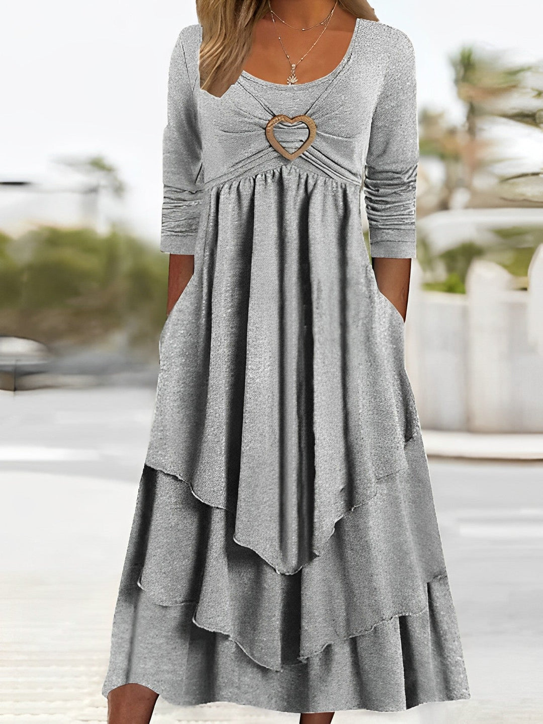 Levoire | Robe D'Été En Cœur Avec Un Design Élégant Gris clair