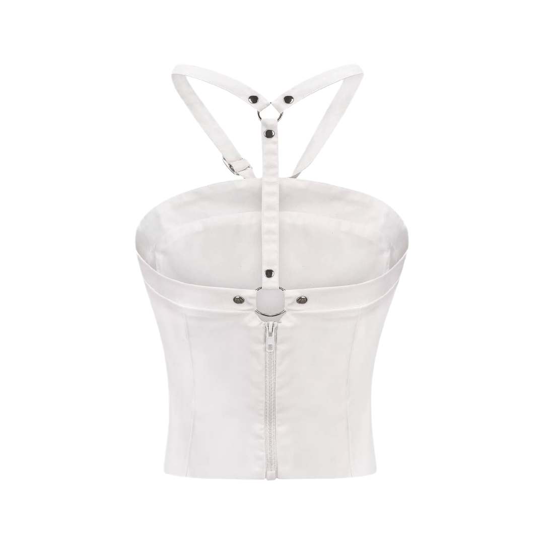 Levoire | Blanc Faux Fleurs Torsadé Crop Top