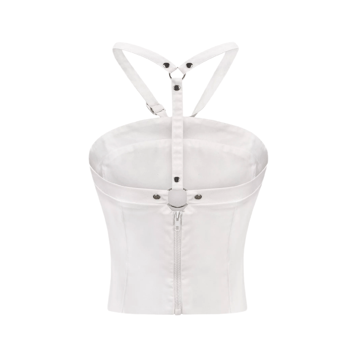 Levoire | Blanc Faux Fleurs Torsadé Crop Top