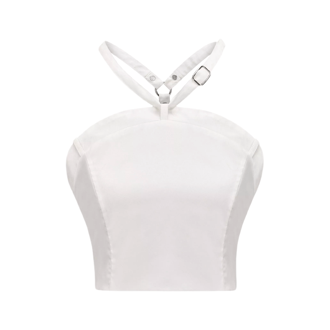 Levoire | Blanc Faux Fleurs Torsadé Crop Top
