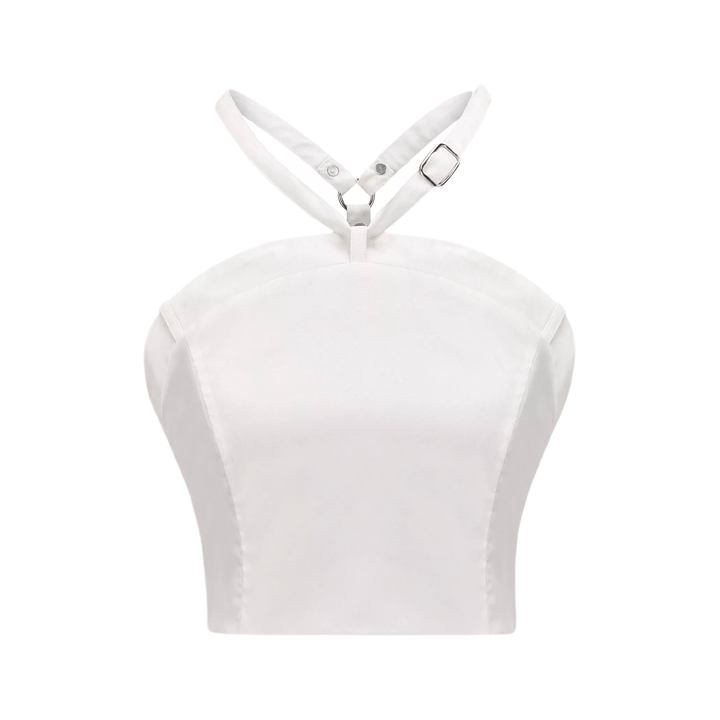 Levoire | Blanc Faux Fleurs Torsadé Crop Top