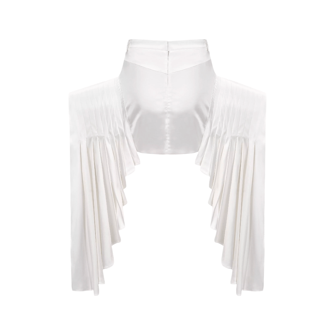 Levoire | Blanc Faux Fleurs Torsadé Crop Top
