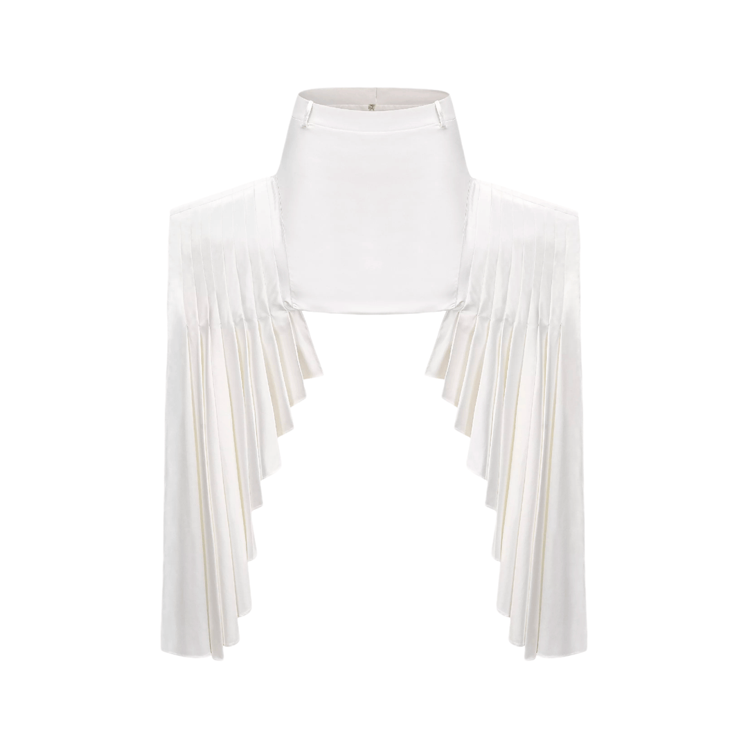 Levoire | Blanc Faux Fleurs Torsadé Crop Top