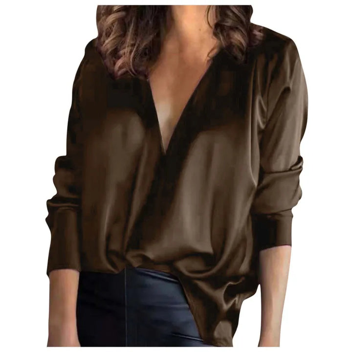 Levoire | Blouse À Col En V Pour Femmes Café
