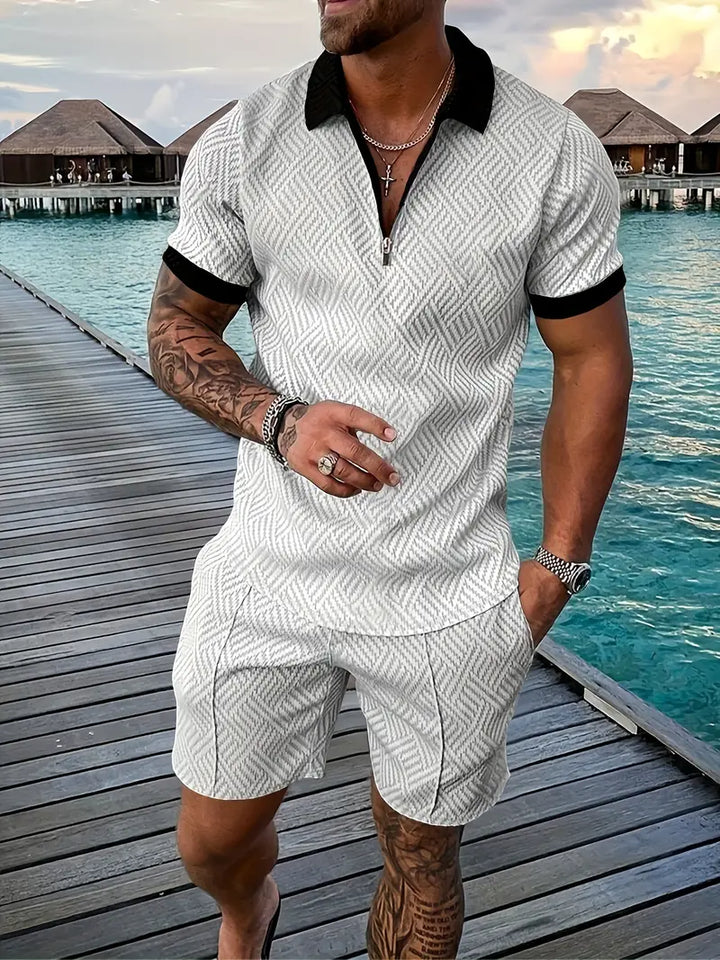 Levoire | Ensemble Élégant Pour Hommes Blanc + Collier Noir