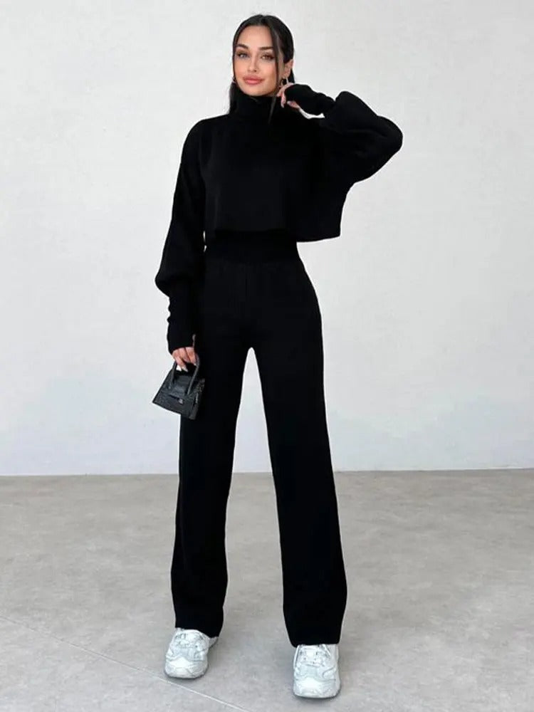 Levoire | Ensemble Deux Pièces Pull Col Roulé Femme Noir