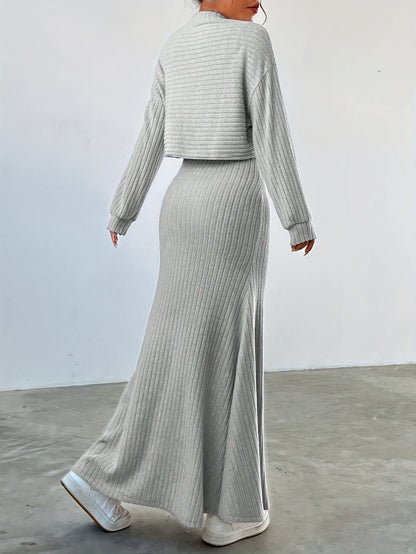 Levoire | Uten Manches Long Robe À Encolure Ronde Ensemble Tricoté À Deux Pièces