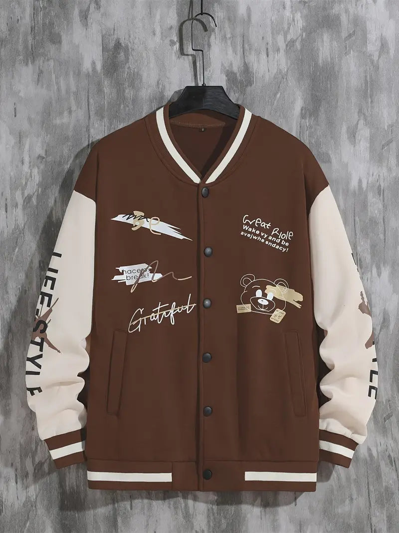 Levoire | Veste De Baseball Avec Capuche Pour Hommes Café