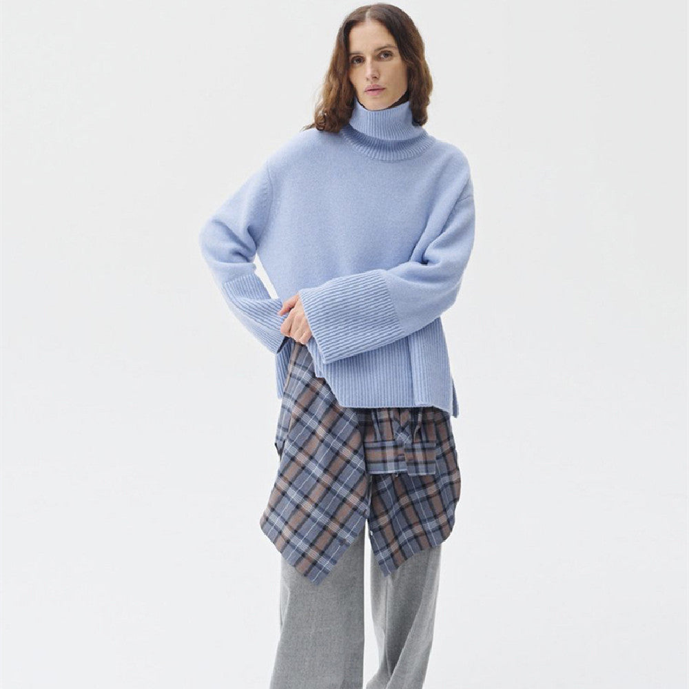 Levoire | Pull-Over En Cachemire Pour Femmes En Tissus Unis D'Automne bleu clair