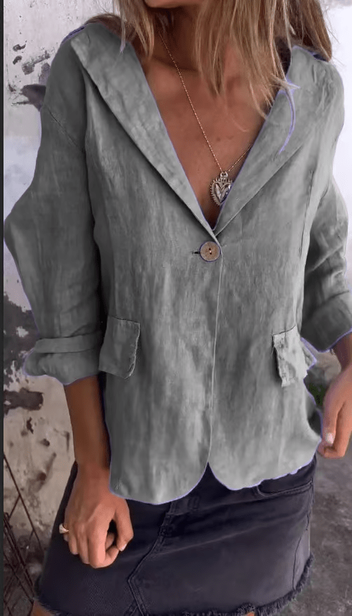 Levoire | Veste Décontractée À Revers À Un Bouton Gris