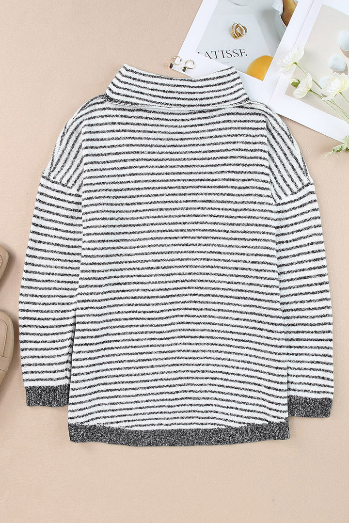 Levoire | Pull Ample Gris Raye, Parfait Pour Les Journees Decontractees