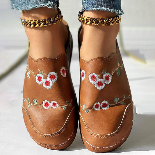 Levoire | Pantoufles Brodées Avec Fleurs