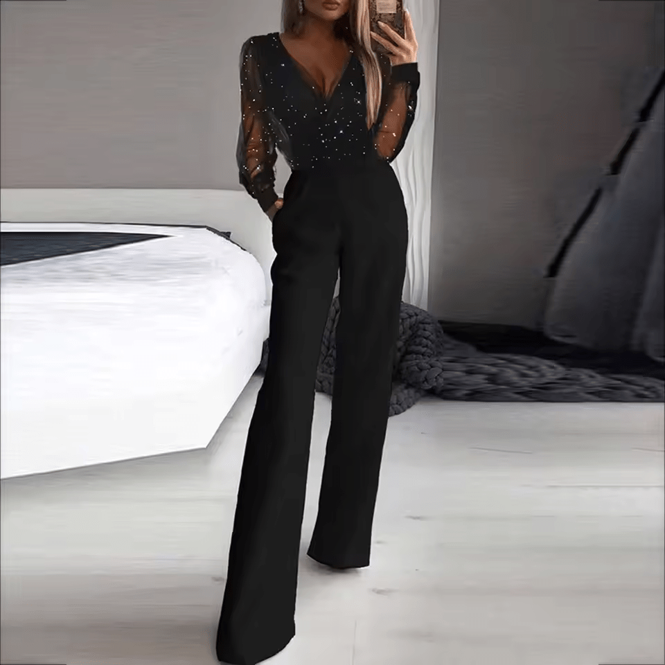 Levoire | Salopette à sequins élégante Ensemble femme noire 2XL