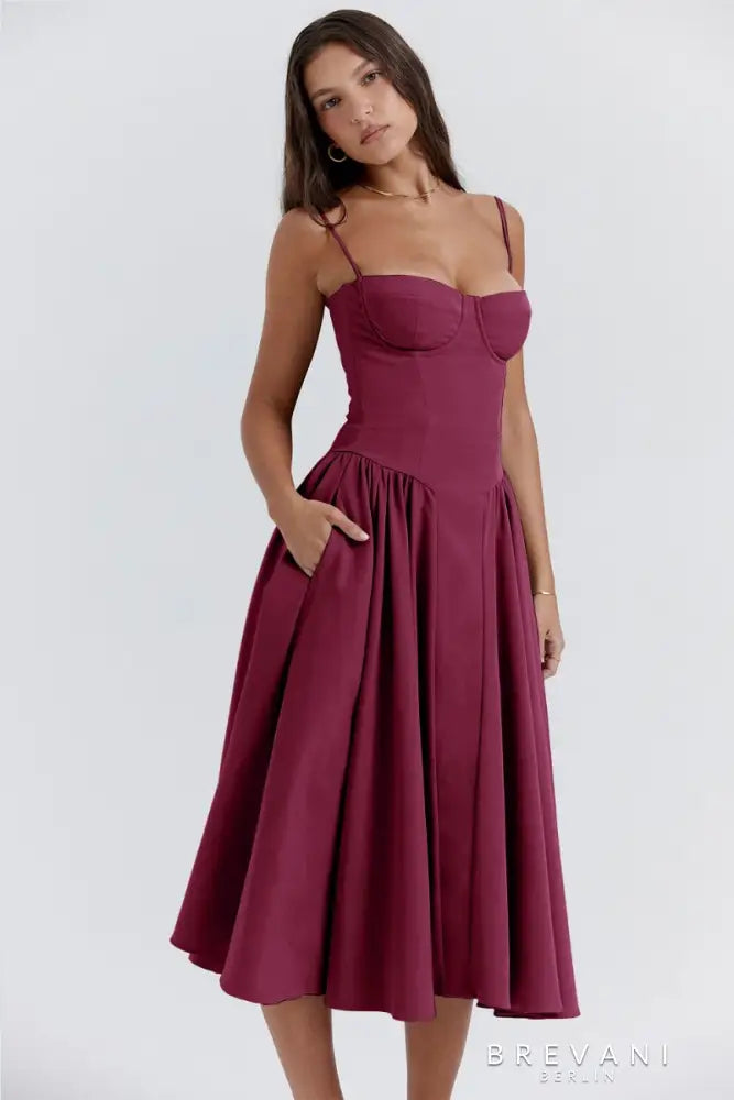 Levoire | Robe Midi Sans Manches Avec Coupe Corset