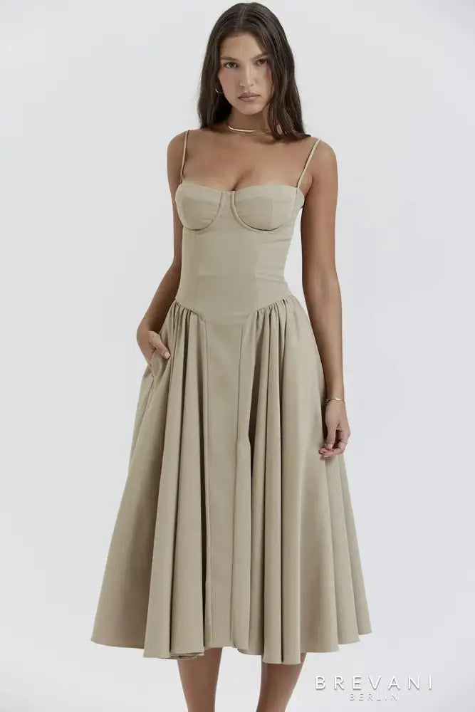 Levoire | Robe Midi Sans Manches Avec Coupe Corset