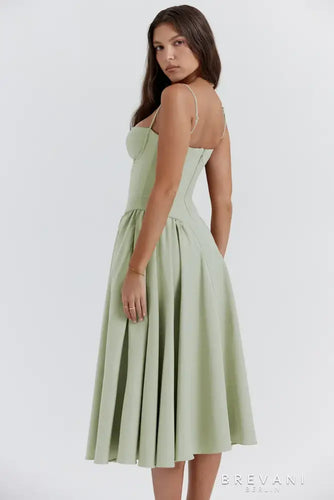 Levoire | Robe Midi Sans Manches Avec Coupe Corset