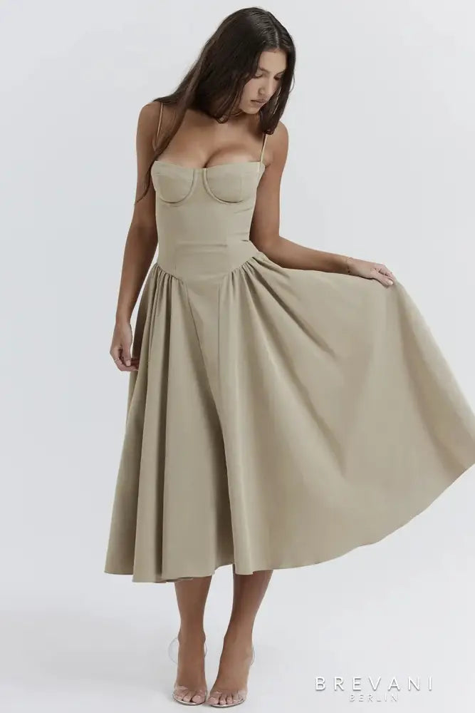Levoire | Robe Midi Sans Manches Avec Coupe Corset