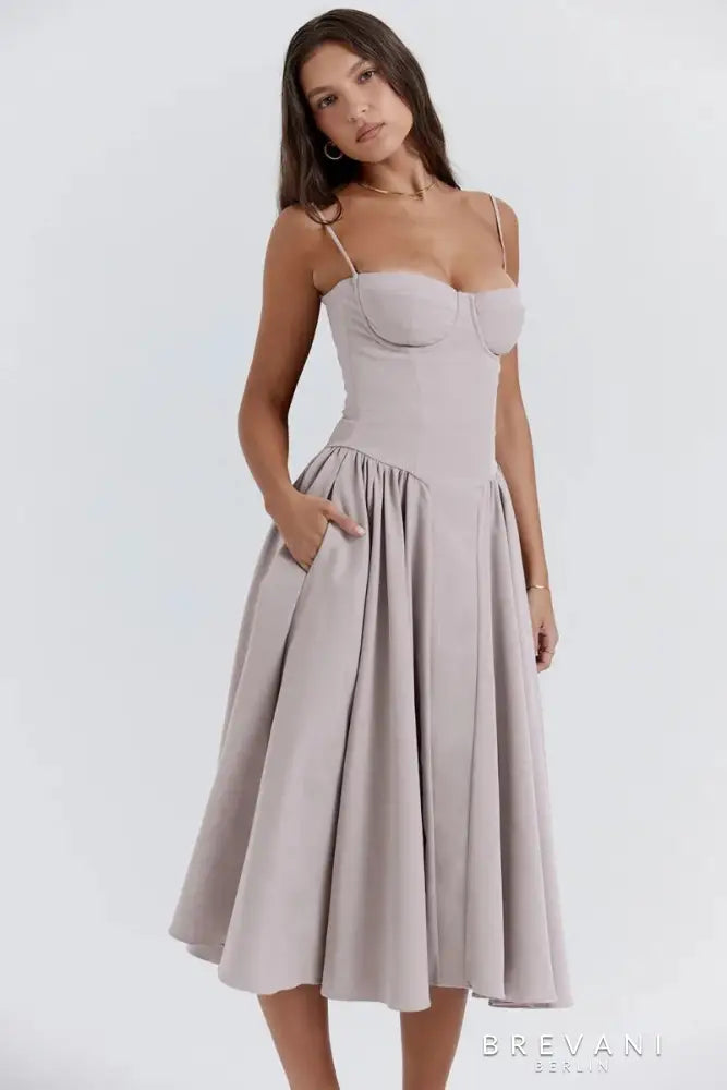 Levoire | Robe Midi Sans Manches Avec Coupe Corset