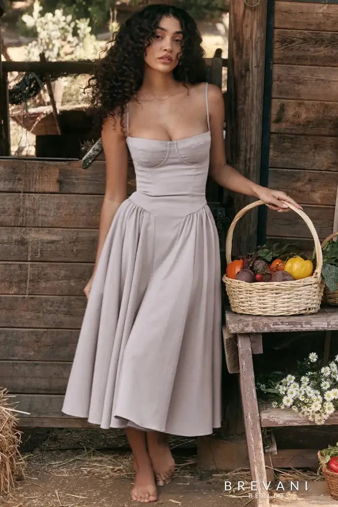 Levoire | Robe Midi Sans Manches Avec Coupe Corset