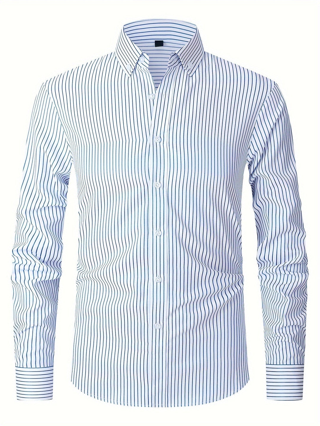 Levoire | Napillinen Rayé Chemise Blanc (rayures bleues)