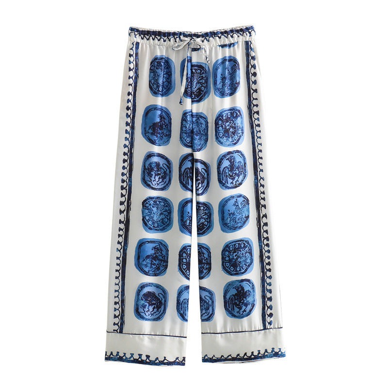 Levoire | Chemise Imprimée Avec Pantalon Large Ensemble Deux Pièces