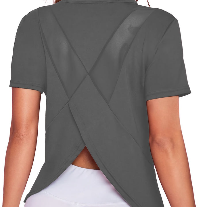 Levoire | T-Shirt De Sport Pour Femmes À Séchage Rapide Avec Manches Courtes Et Contraste En Mesh Respirant