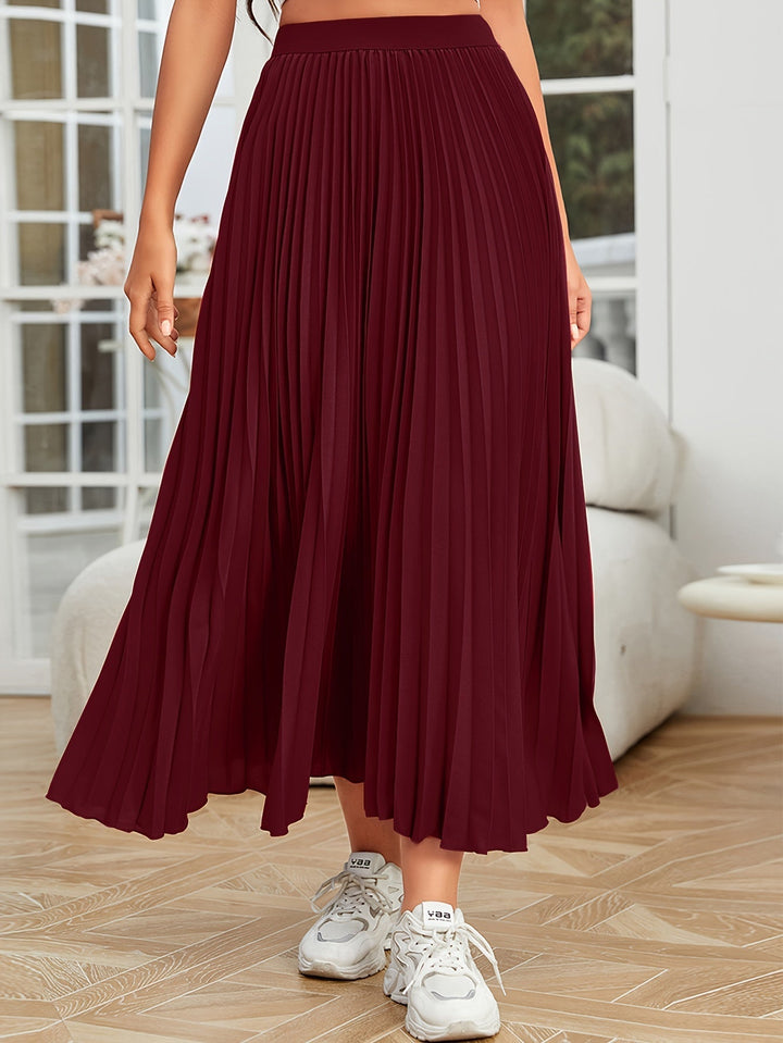 Levoire | Plissé Uni Boucle Coupe Jupe Rouge sombre-A