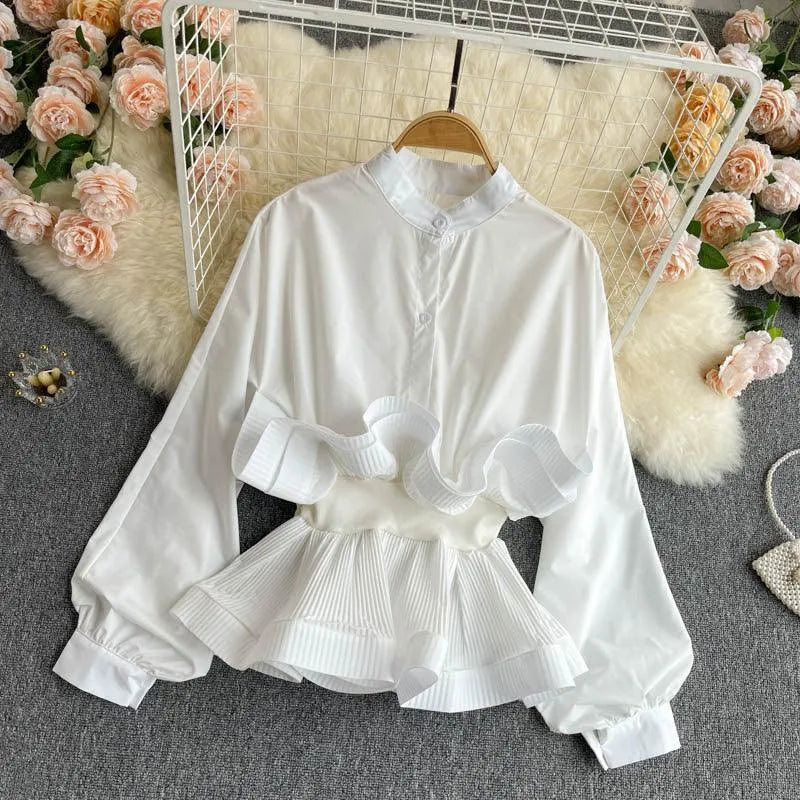 Levoire | Haut femme avec ceinture froncée Blanc Une taille