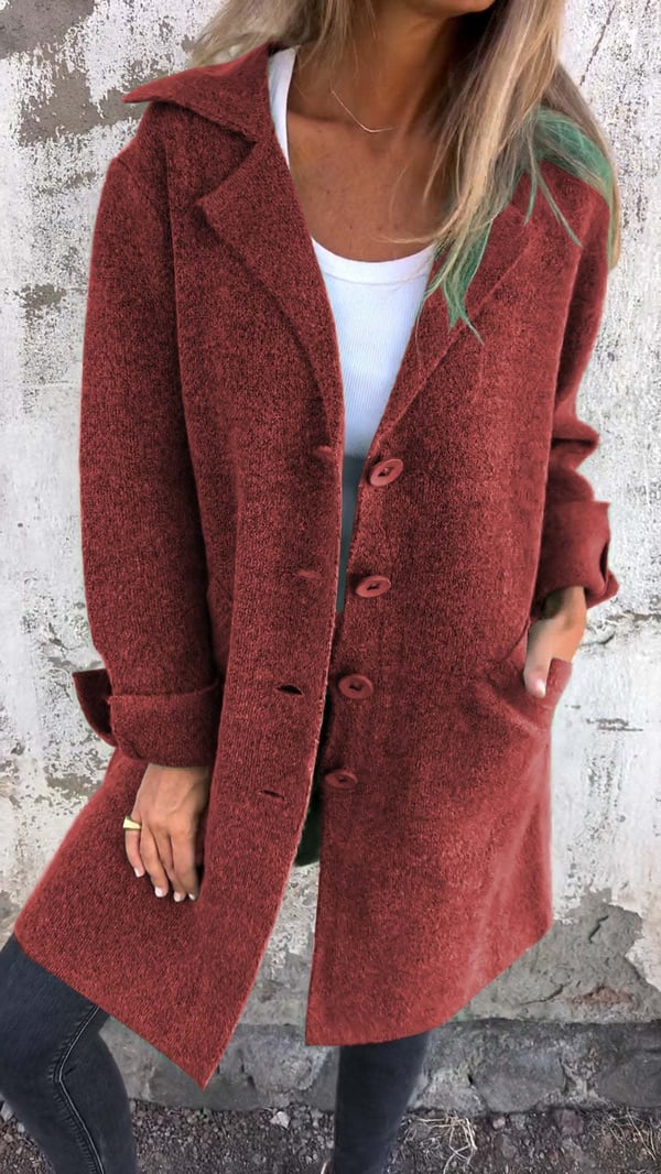 Levoire | Manteau Long Élégant Et Décontracté Avec Poches Pratiques Rot