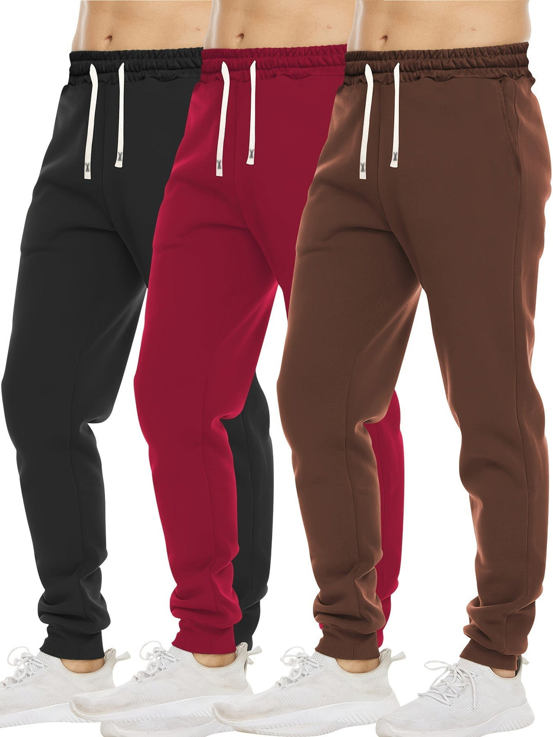Levoire | Pantalons Regular Fit Sans Mélange Avec Élastique Et Poches Brun+Rouge+Noir