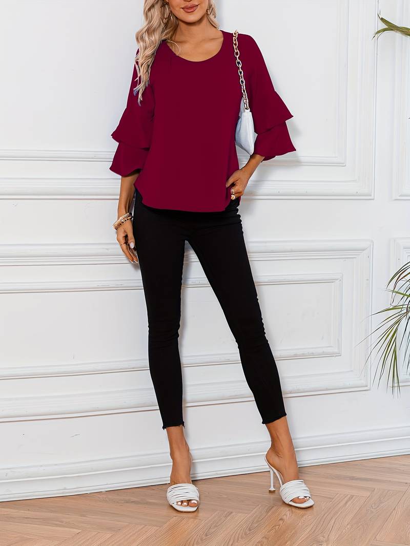 Levoire | Blouse À Encolure Ronde Et Manches Évasées