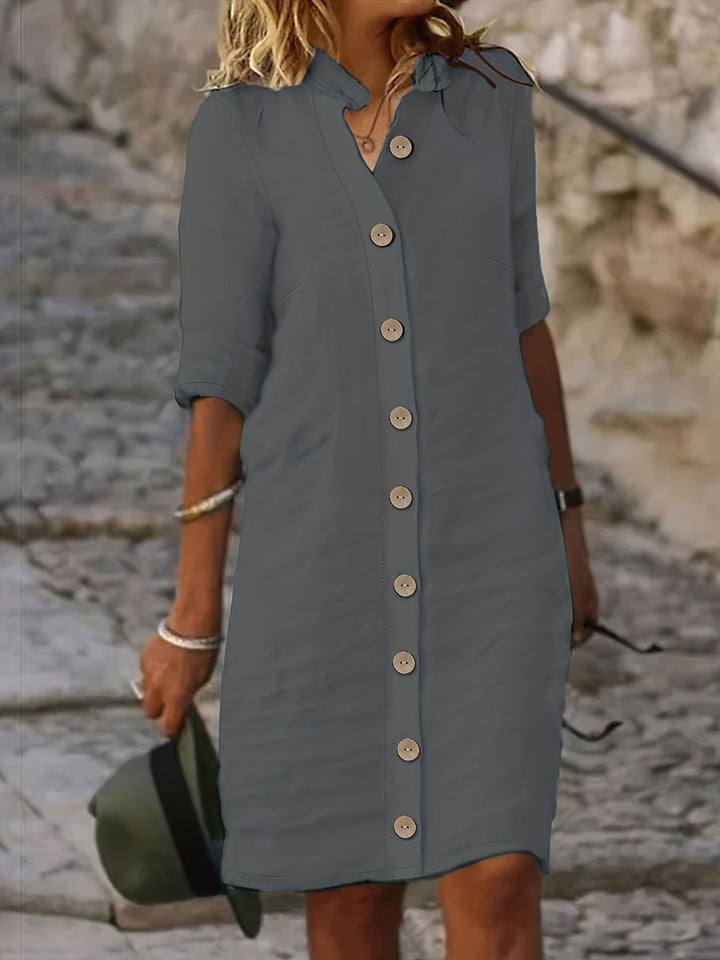 Levoire | Robe midi boutonnée élégante pour tenue décontractée mode femme
