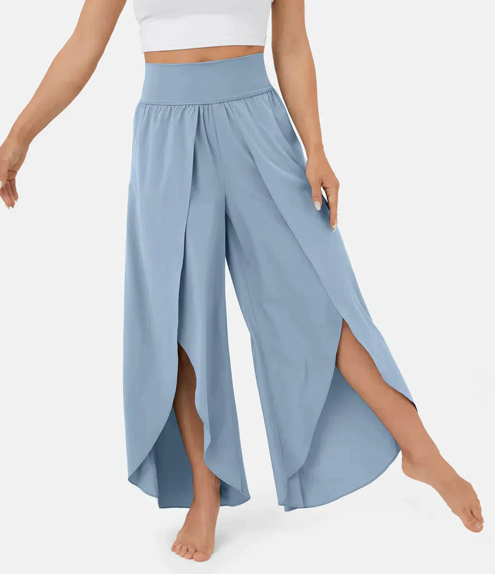 Levoire | Pantalon Femme Pantalon Évasé Confortable Et Aérien Avec Shorts Bleu clair