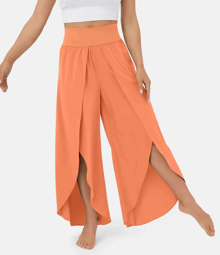 Levoire | Pantalon Femme Pantalon Évasé Confortable Et Aérien Avec Shorts Orange