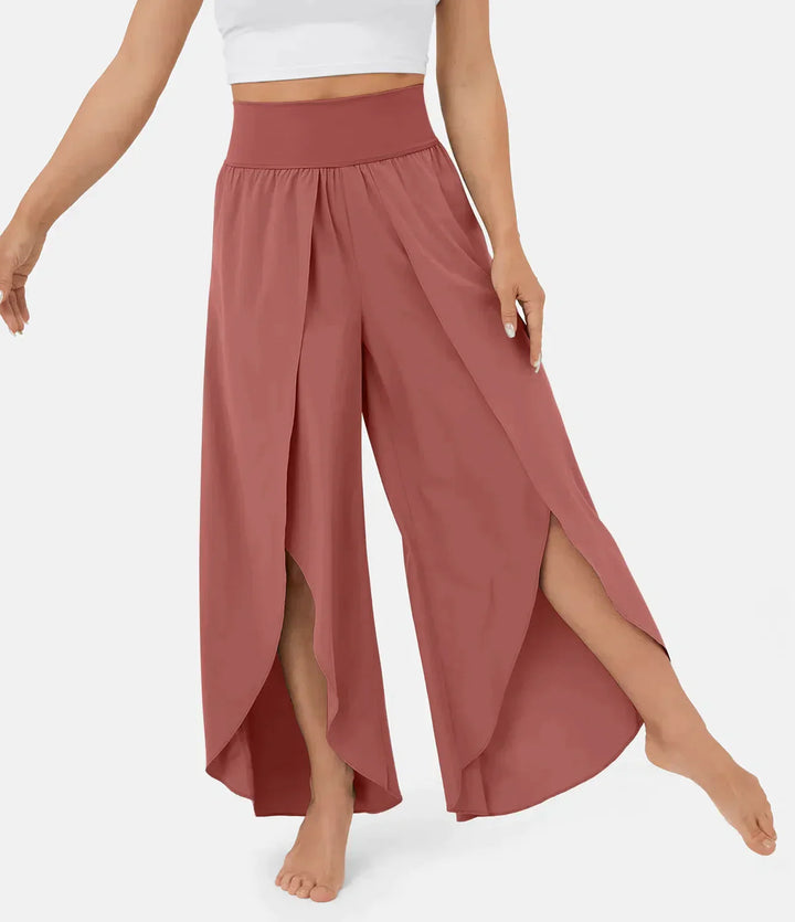 Levoire | Pantalon Femme Pantalon Évasé Confortable Et Aérien Avec Shorts Rouge rouille