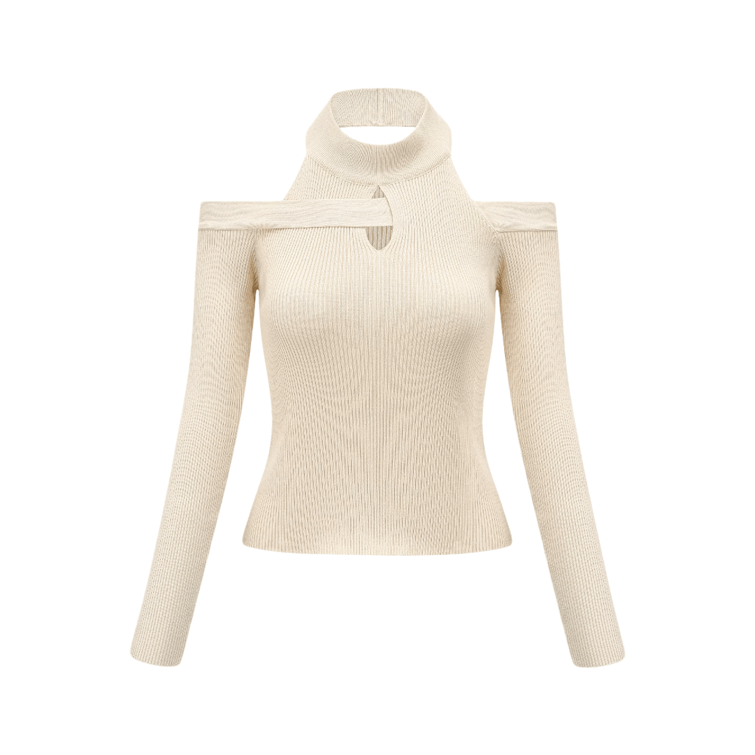 Levoire | Haut Tricot À Col Roulé Découpé Blanc