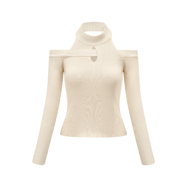 Levoire | Haut Tricot À Col Roulé Découpé Blanc