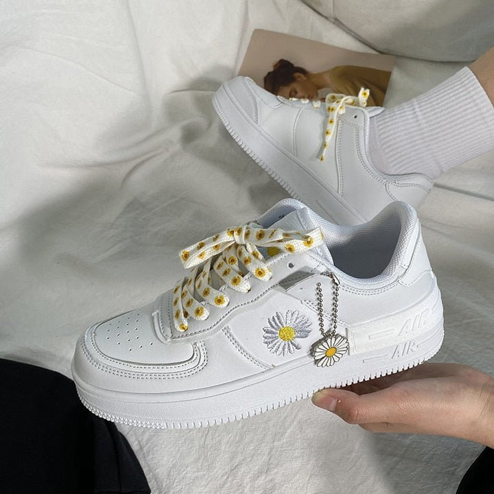 Levoire | Casual Anti-Slip Floral Print Ankle Shoes Blanc
