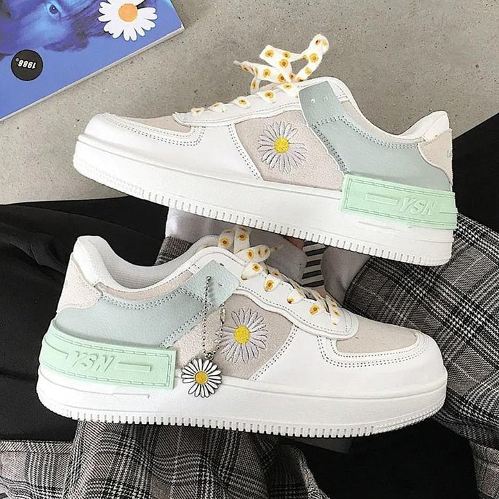 Levoire | Casual Anti-Slip Floral Print Ankle Shoes Vert clair