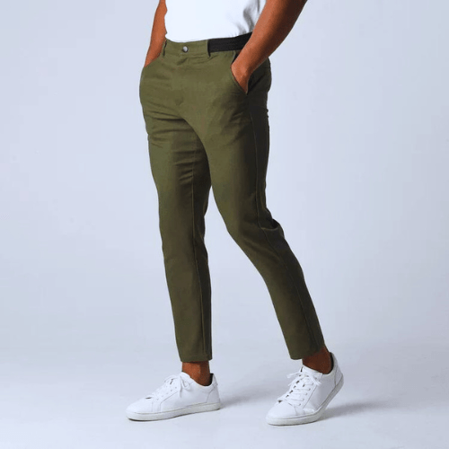 Levoire | Pantalon pour hommes Chino classique stretch décontracté Vert olive