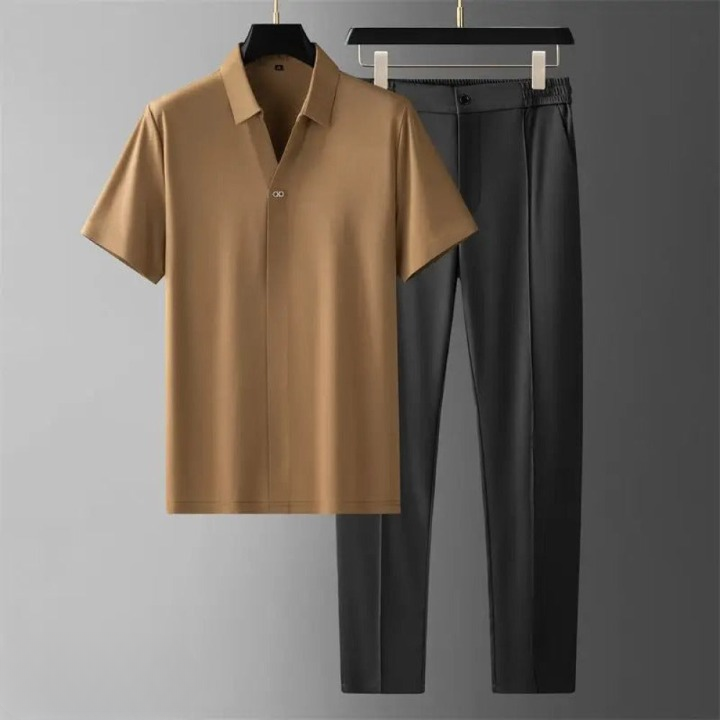 Levoire | Polo Et Pantalon Deux Pièces De Luxe Pour L'Été Pour Hommes Braun